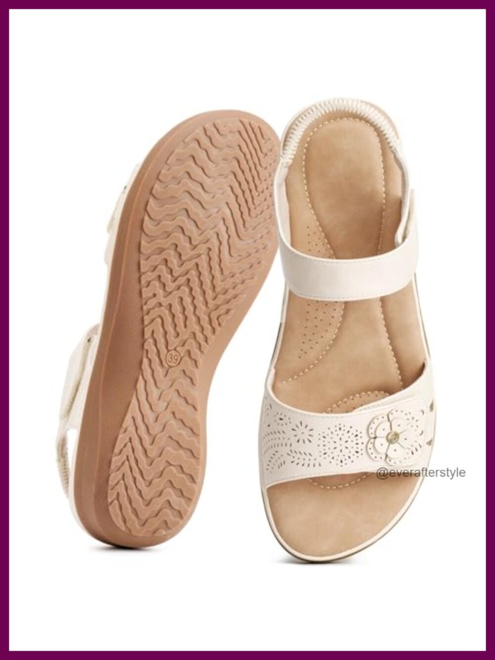 Womens Sandals Comfortable Walking Flat Sandals Adjustable Strap Faux Leather